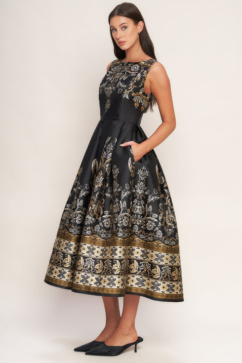 baroque-spell-woven-midi-dress Flying Tomato - Sophia's Style-5